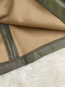 Franclia Chân váy da nữ thời trang, thanh lịch, đa năng, bất đối xứng, trang trí khóa kim loại. - xanh quân đội - Xem 3