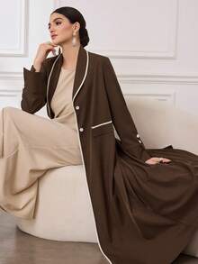 Al Najma Women's Elegant Daily Traditional Versatile Loose Arabic Abaya - Brown - View 7