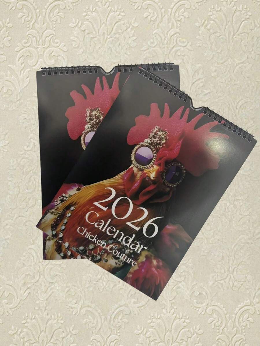 1 件趣味母鸡挂历,2026 年日历,绝佳的生日礼物之选,显示 2026 年 1 月至 12 月的日历,挂历 - 彩色 - 查看 1