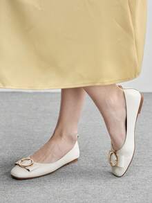 CUCCOO BIZCHIC Women's Metal Decor Casual Versatile Flat Shoes Spring Shoes - Beige - View 3