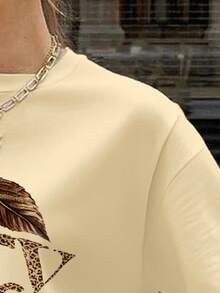 EMERY ROSE Women's Leopard Print Cherry T-Shirt + Striped Shorts 2 Pieces Set - Multicolor - View 3