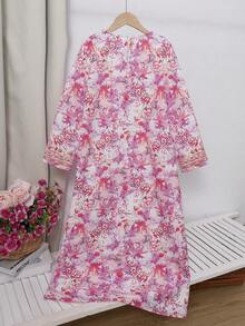 SHEIN 少女休闲圆领长袖连衣裙 - 彩色 - 查看 6