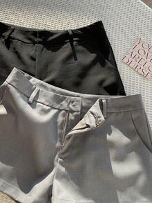 SHEIN EZwear Quần short nữ màu trơn, kiểu dáng thường ngày, có túi, nhiều mảnh, đa năng. - Nhiều màu - Xem 3