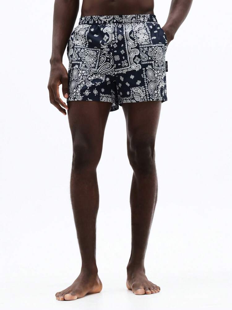 Costume da bagno con stampa Paisley e elastico in vita