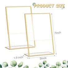 5/6/10/15PCS,Gold Borders Acrylic Sign Holder Picture Frame Display Stand Clear Paper Holder Table Menu Stands For Wedding Office Restaurant - Gold - View 2