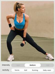 GLOWMODE FeatherFit™-Sculpt Tough Trainer Stretchy Supportive Back Closure Crossover Cutout Back Sports Bra Running Workout Gym Removable Cups - Blue - View 6