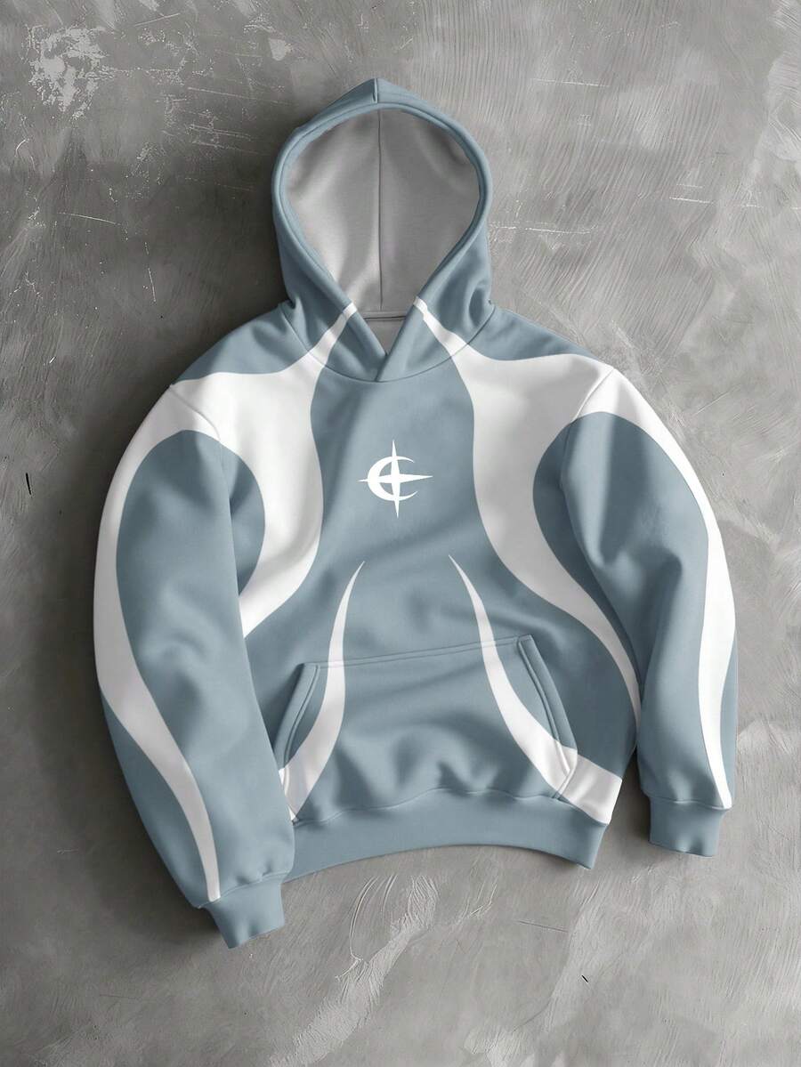 Manfinity EMRG Sudadera con estampado gráfico de arte callejero, chaqueta de manga larga casual para hombre de otoño - Multicolor - Ver 1