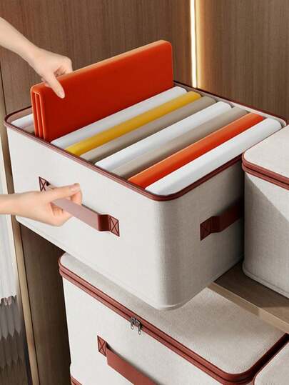 Caja de almacenamiento blanca plegable con tapa, organizador de contenedor para ropa, hogar, oficina, armario, estantería, decoración, soluciones de almacenamiento que ahorran espacio