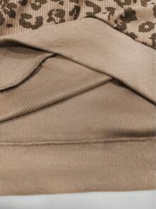 INAWLY Women's Casual Leopard Print Sweatshirt Sweatshirt, Spring/Autumn - Khaki - View 4