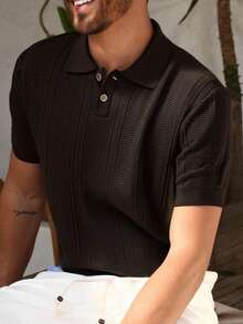 Manfinity Homme Men's Casual Solid Color Short Sleeve Knit Top Summer  Easter - Coffee Brown - View 4