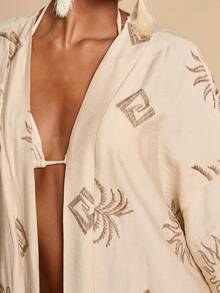 Travachic Women's Embroidered Pattern Long Sleeve Cover Up - Multicolor - View 7