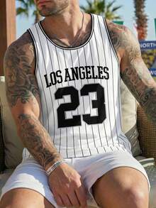 HIMLAND Men's Casual Retro Printed Jersey Tank Top - Multicolor - View 4