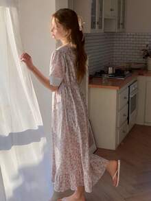 DAZY Teen Girls' Minimalist Print Short Sleeve Pajamas Summer Easter - Pink - View 1