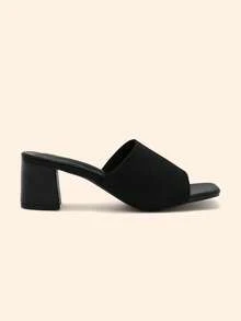 CUCCOO BASICS Sandal Mule Hak Tinggi Serbaguna untuk Wanita, Cocok untuk Pemakaian Sehari-hari, Hari Valentine, dan Musim Panas. - Hitam - View 2