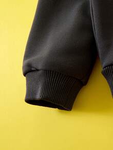 TOM & JERRY X SHEIN Baby Boy Letter & Cartoon Print Crew Neck Long Sleeve Casual Sweatshirt - Black - View 5