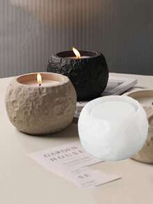 Molde de silicona con textura de piedra espacial, forma circular, para hacer jarras de cemento, cajas de almacenamiento, velas aromáticas de cera de soja, portavelas, macetas para suculentas y flores, decoración del hogar en estilo nórdico minimalista - molde de silicona blanco - Ver 6