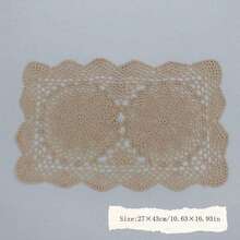 1 Piece/2 Pieces/4 Piece Set Of Handmade Crocheted Lace Placemats, Rectangular Lace Tablecloths, Heat-Resistant Coasters, Table Flags, Suitable For Table Decoration On Holidays Such As Thanksgiving And Christmas, Available In Beige/White - Beige - View 3