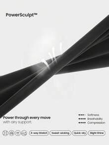 GLOWMODE 26英寸 Powersculpt™ 提臀塑形紧身裤，吸汗速干，隐形提拉塑形，侧袋设计，压缩紧身裤，高强度训练健身跑步运动服 - 黑色 - View 6