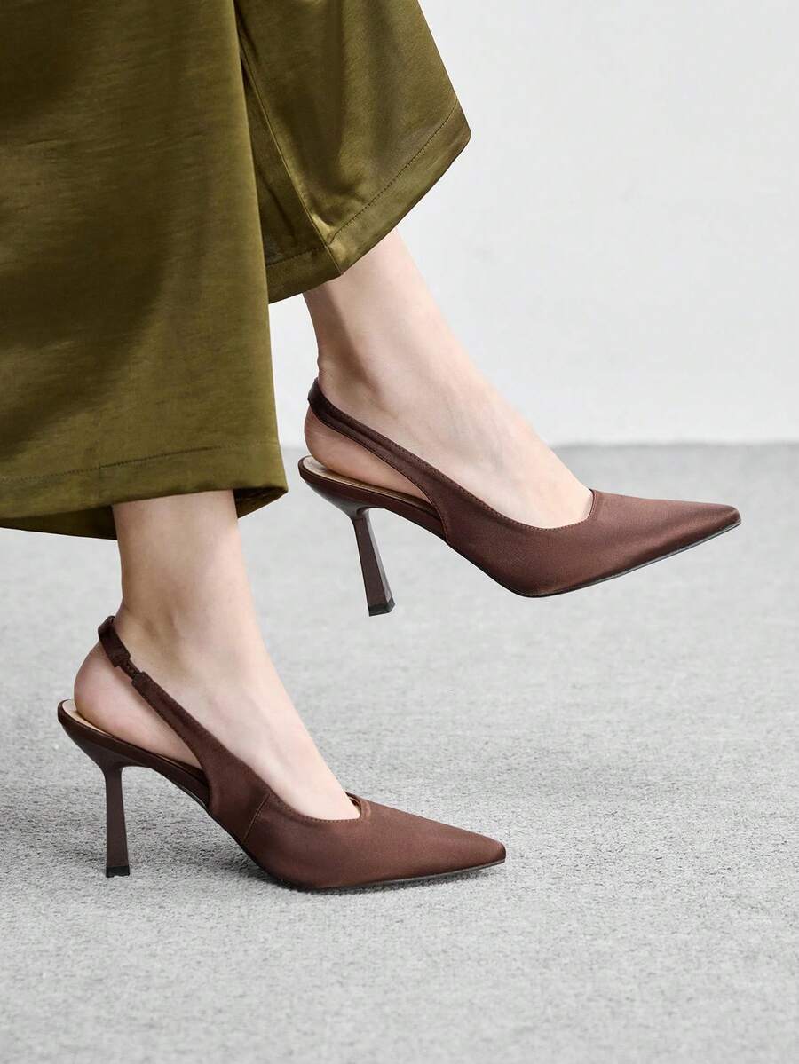 CUCCOO BIZCHIC Women's Pointed Toe Fashion Open Toe High Heel Pumps Spring Shoes Spring Break Easter Spring Shoes - Chocolate Brown - View 1