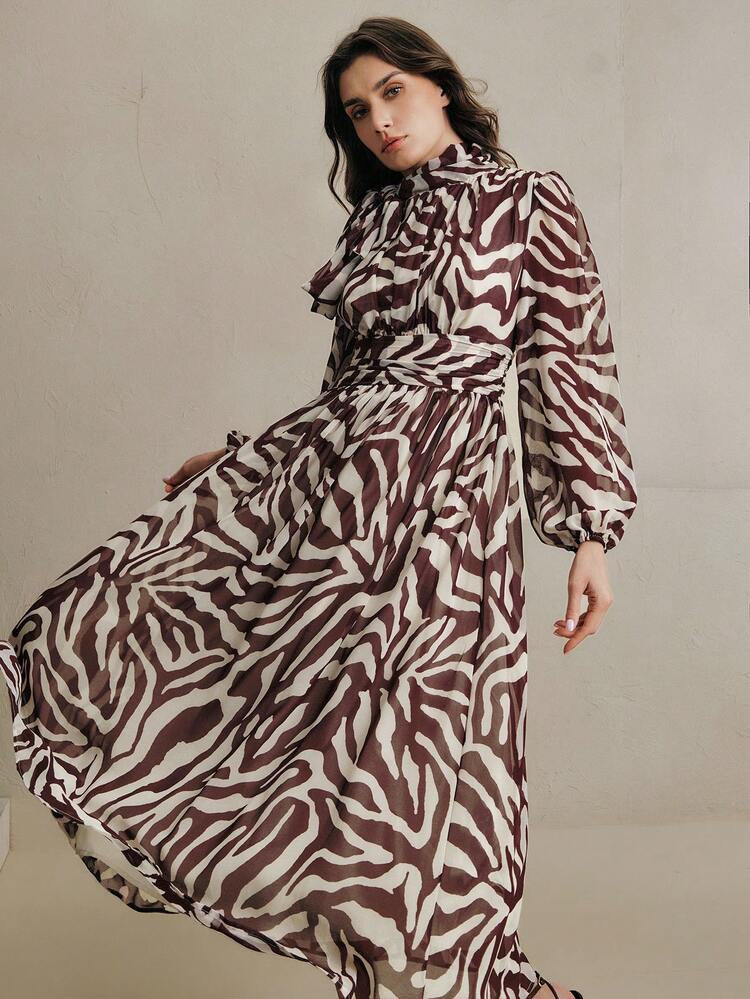 zebra print dress long sleeve Dolce & Gabbana Zebra-print Long-sleeve Dress
