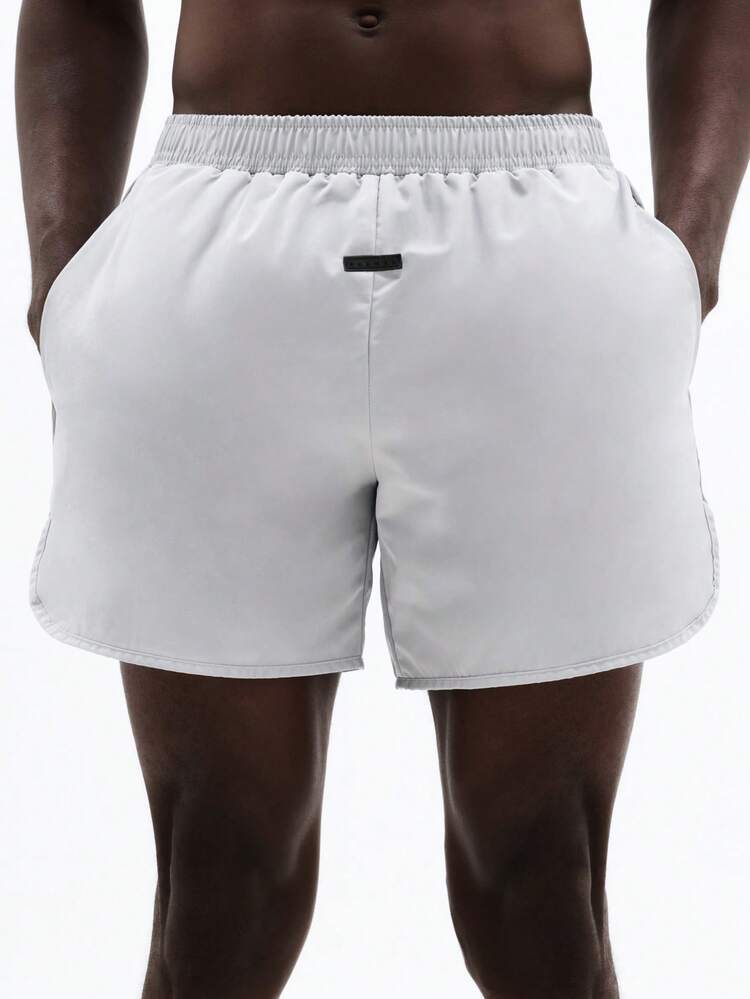 Curve Hem Beach Shorts With Elastic Waistband