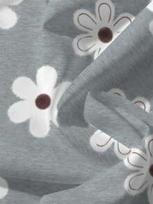 EMERY ROSE Plus Size Women Floral Print Casual Shirt, Suitable For Autumn, Summer, Gray Shirt, Vacation Spring - Multicolor - View 5