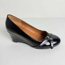 CUCCOO BIZCHIC Black Wedge Heel Slip-On Pumps With Metal Buckle Decor, Elegant And Versatile For Commuting - Black - View 12