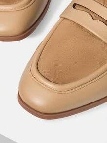 MOTF PREMIUM WOMEN'S CASUAL & OFFICE COMMUTE PU LEATHER CONTRAST SUEDETTE FLATS SPRING SHOES - Khaki - View 5