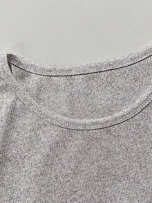 EMERY ROSE Camiseta de manga larga de ajuste ceñido con cuello redondo y bordado de caballo, informal, para primavera/otoño - Multicolor - Ver 4