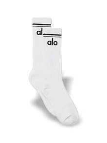 Alo Vớ unisex kiểu cổ điển, thấm hút mồ hôi, thoáng khí, mềm mại, co giãn tốt, màu trơn, dễ giặt, nhanh khô, đa năng, thích hợp cho thể thao hàng ngày, nam và nữ, một cỡ duy nhất, màu trắng A0357U-WHITE - trắng - Xem 1