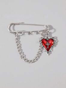 ROMWE Trâm cài áo, ghim cài ve áo và vòng cài khăn phong cách Gothic thời trang dành cho nữ, mặt dây chuyền hình hoa hồng gai và thánh giá được cá nhân hóa, ghim cài quần, quà tặng ngày Valentine. - Bạc - Xem 1