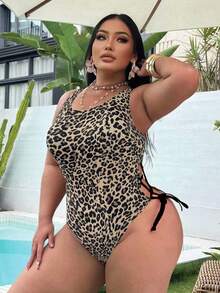 Slaydiva 大码女士连体热带印花沙滩度假泳衣 - 彩色 - 查看 5