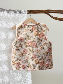 LMoss Kids 女婴V领印花系带休闲百搭日常上衣 - 彩色 - 查看 2