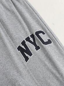 Girlism 少女针织灰色字母印花T恤和宽松休闲裤套装 - 淺灰色 - 查看 7