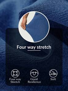 SHEIN Essnce 女士纯色简约日常牛仔裤 - 藍色 - 查看 7