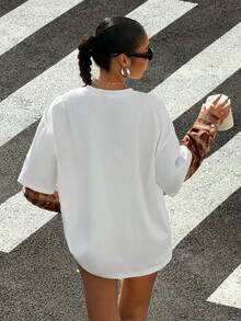 Muchica Nueva camiseta de manga larga holgada de cuello redondo de dos en uno para mujer, camiseta de manga larga de punto blanco a cuadros rojos, otoño de San Valentín. - Multicolor - Ver 2