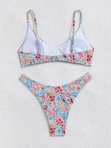 Swim Mod Bộ 2 món bikini nữ họa tiết hoa ngẫu nhiên nhiều màu sắc dễ thương dành cho kỳ nghỉ hè ở bãi biển. - Nhiều màu - Xem 3