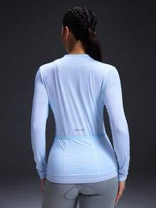 Powerista Women's Fitted Zip-Up Sheer Long Sleeve Cycling Jersey - Blue - View 6