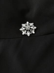 Franclia 优雅性感水钻装饰修身收腰吊带背心，2026新款时尚女式衬衫 - 黑色 - 查看 3