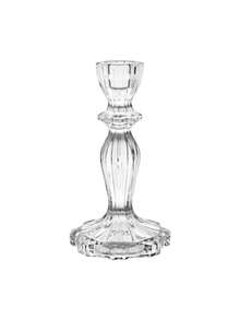 1pc Creative Glass Candlestick Transparent Glassware Diamond Patterned Candlestick Pedestal, Home Decor Centerpiece For Dining Table, Living Room,Wedding - Clear - View 3