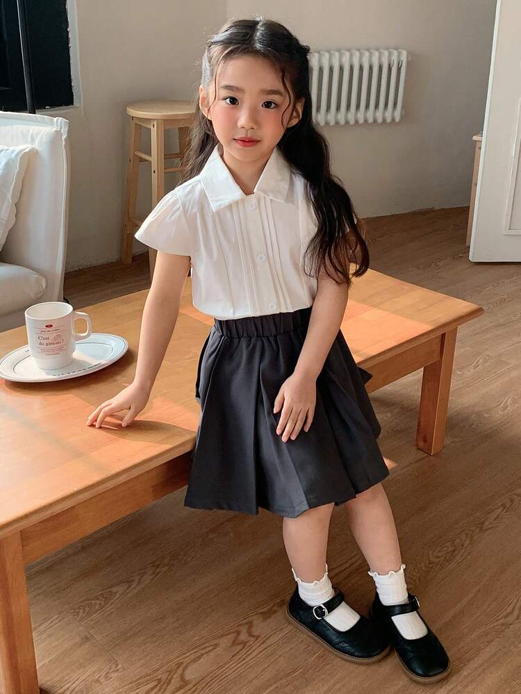 Young Girl' Collared Short Sleeve Shirt