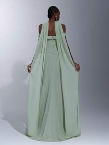 Elitara 优雅奢华的露肩美人鱼礼服，饰有大量串珠和水钻，配有缎带，适合婚礼、活动、派对、度假、晚宴和正式场合。 - 草綠色 - 查看 4