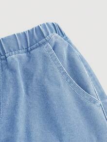 Firerie Kids Firerie Kids Nova Glow 少女春夏休闲街头风纯色V领无袖背心上衣搭配宽松直筒牛仔裤两件套，夏季海滩波西米亚风度假短裤，夏季音乐会、节日休闲派对穿搭，女孩夏季早午餐毕业典礼穿搭 - 淺色水洗藍 - 查看 5