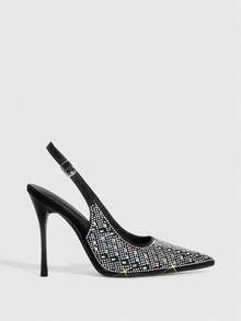 CUCCOO SZL Giày cao gót mũi nhọn khoét rỗng đính đá lấp lánh dành cho nữ, thích hợp cho đi làm, hẹn hò, dự tiệc, du lịch và các dịp khác trong dịp Giáng sinh. - Nhiều màu - Xem 7