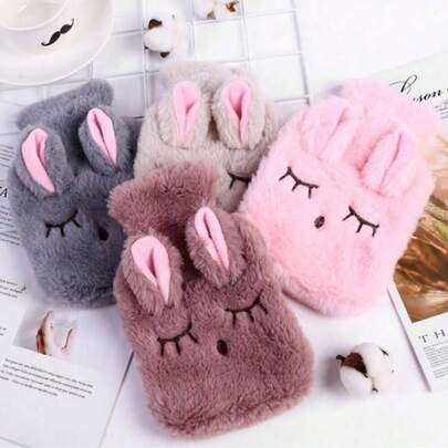 毛绒眯眼兔毛暖手宝，可拆卸可水洗，内含热水袋