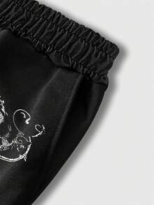 ROMWE MEN Street Life Teen Boy Elastic Waist Casual Fashion Printed Sweatpants - Multicolor - View 3