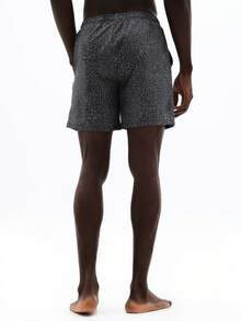 SUMWON Quần short đi biển nam họa tiết da voi nứt nẻ, dây rút ở eo, túi bên hông, quần bơi mùa hè, đồ bơi thường ngày - Xám - Xem 2