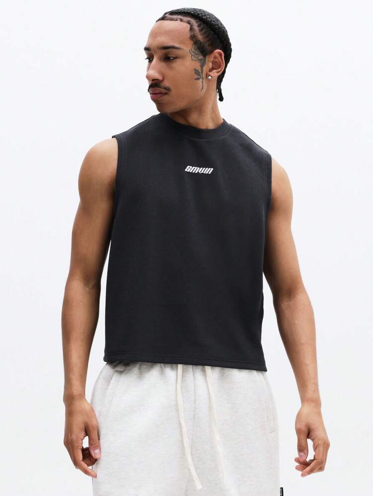 Sleeveless Logo Tank Top With Ribbed Texture