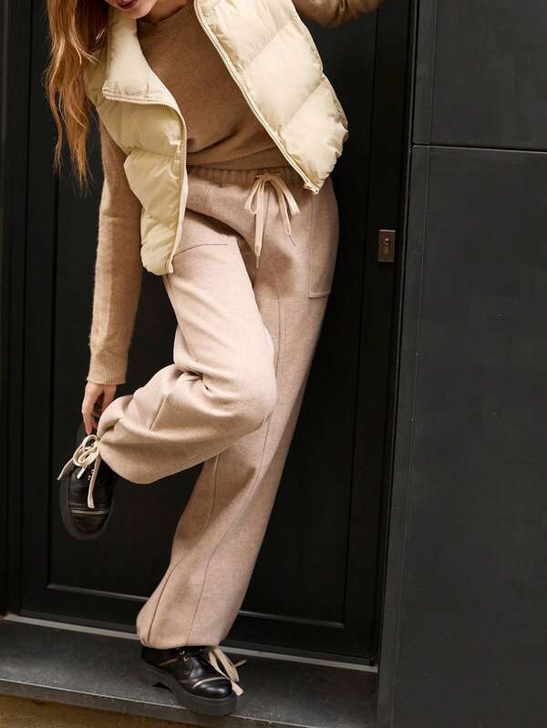 Maija 女士纯色前拉链无袖休闲冬季夹克