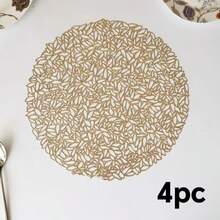 1-5 Piece Gold Hollow-Out Placemat And Table Runner Set, Washable, Easy To Clean, Wipe-Off, Non-Slip, Heat-Resistant, Placemats, Holiday Wedding Party Decorations - Multicolor - View 25